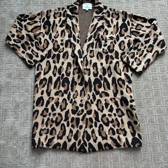 J. Crew Demylee Wool Sweater Blazer Jacket Women's XS Brown Tan Animal Leopard - Picture 1 of 8